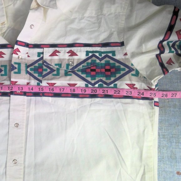 Vintage Express Riders Pearl Snap Shirt Long Sleeve Aztec Print Men's XL - Picture 6 of 8